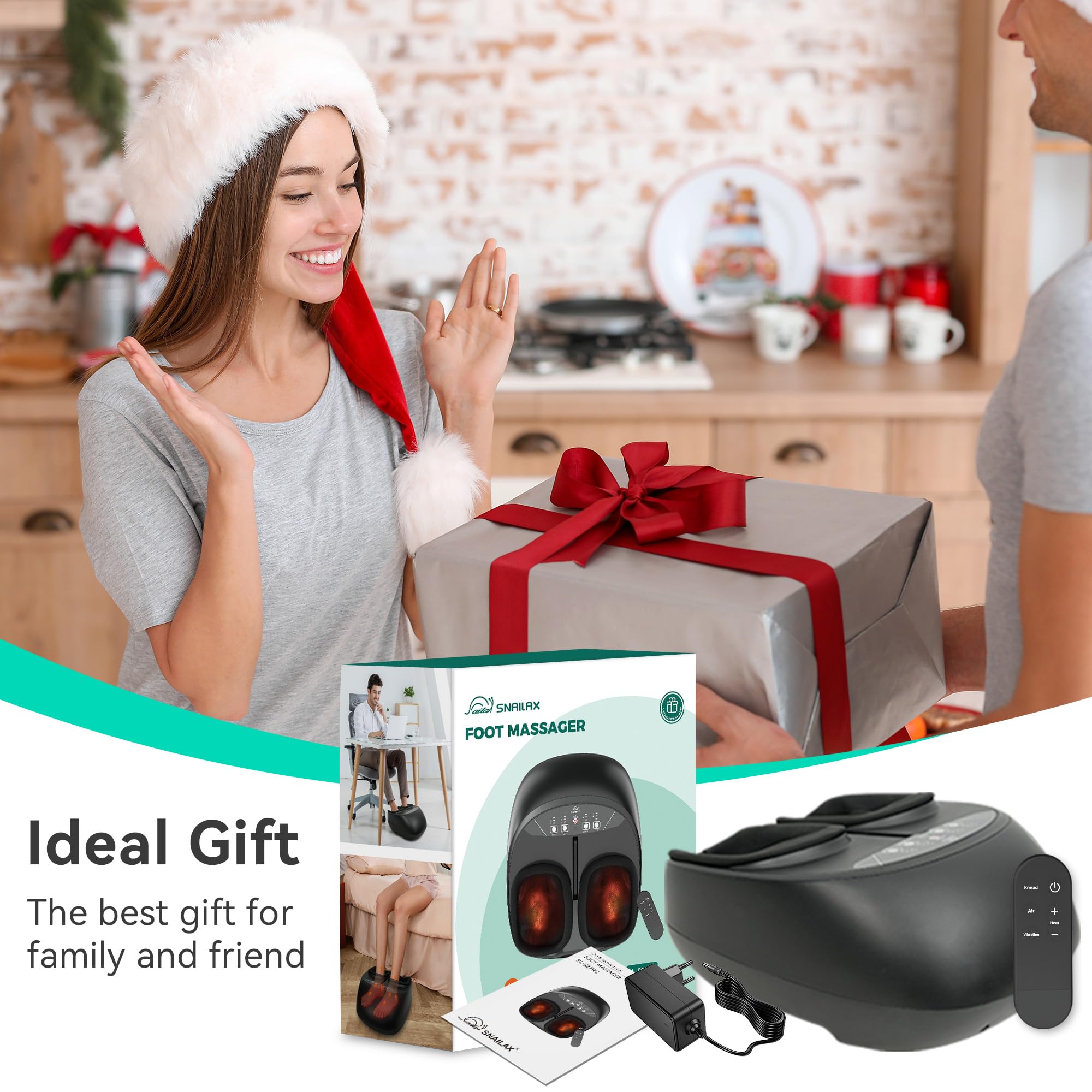 Snailax foot massager gift-ready packaging makes a thoughtful wellness gift.
