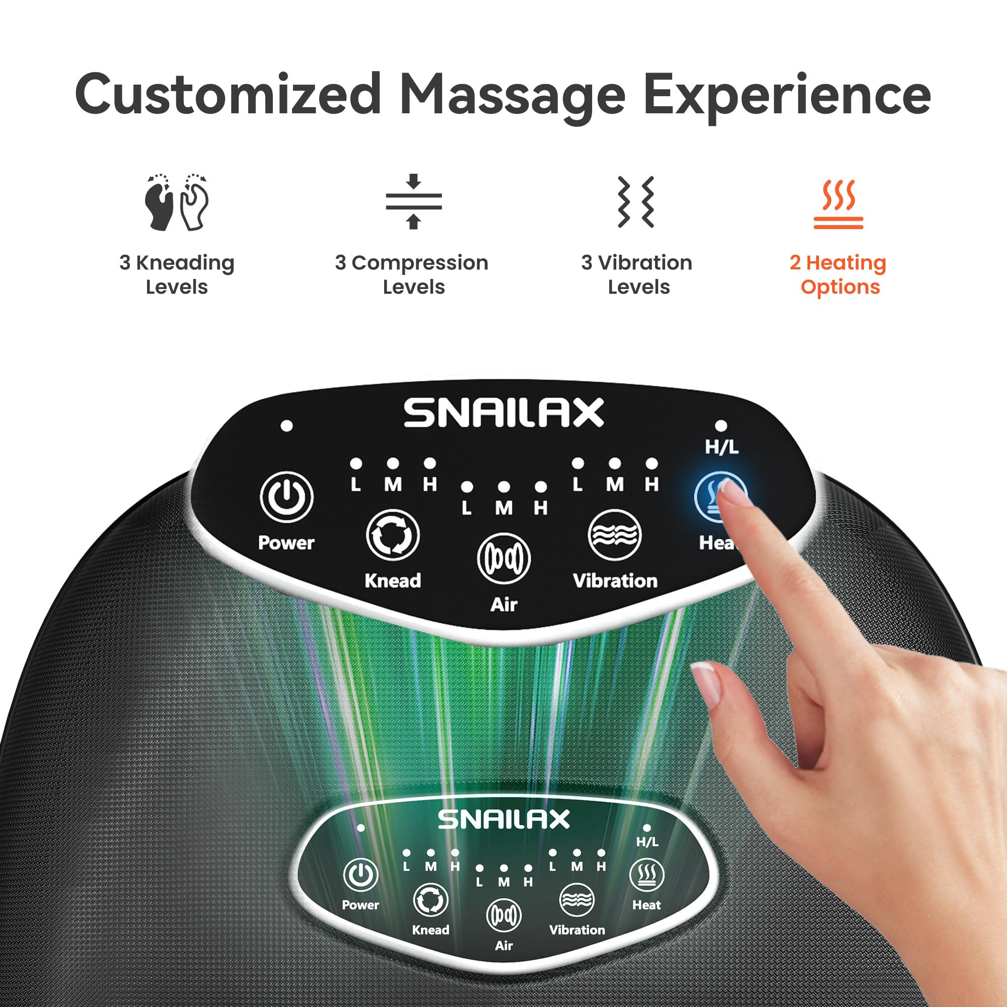 Snailax Shiatsu Foot Massager heat function with rapid warming