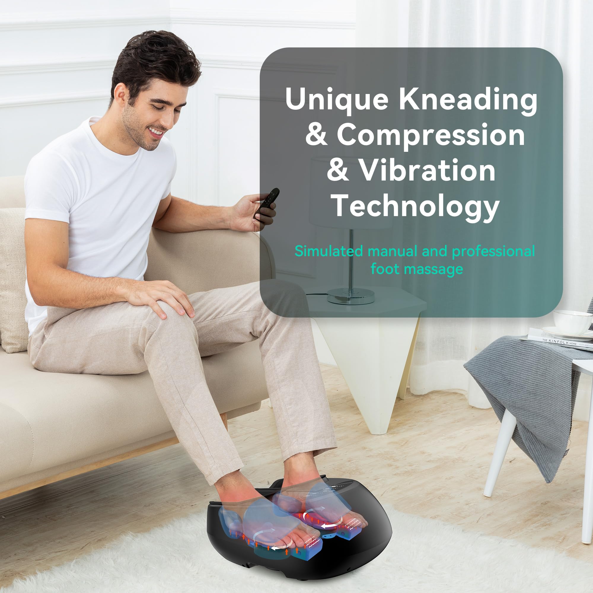 Snailax foot massager kneading action delivering deep relaxation across the feet.