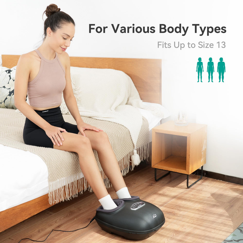 Snailax Shiatsu Foot Massager open-toe design fits feet up to size 13