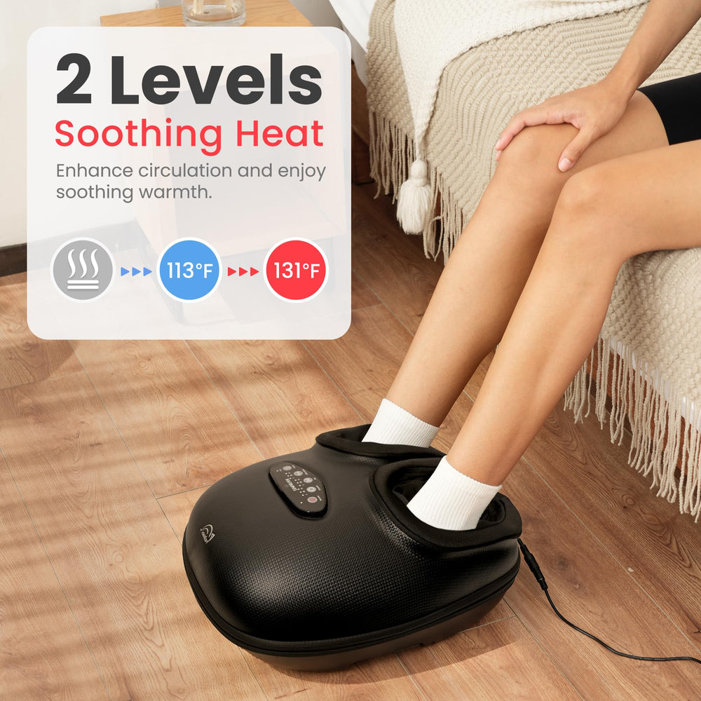 Snailax Shiatsu Foot Massager remote control for easy, hands-free adjustments.