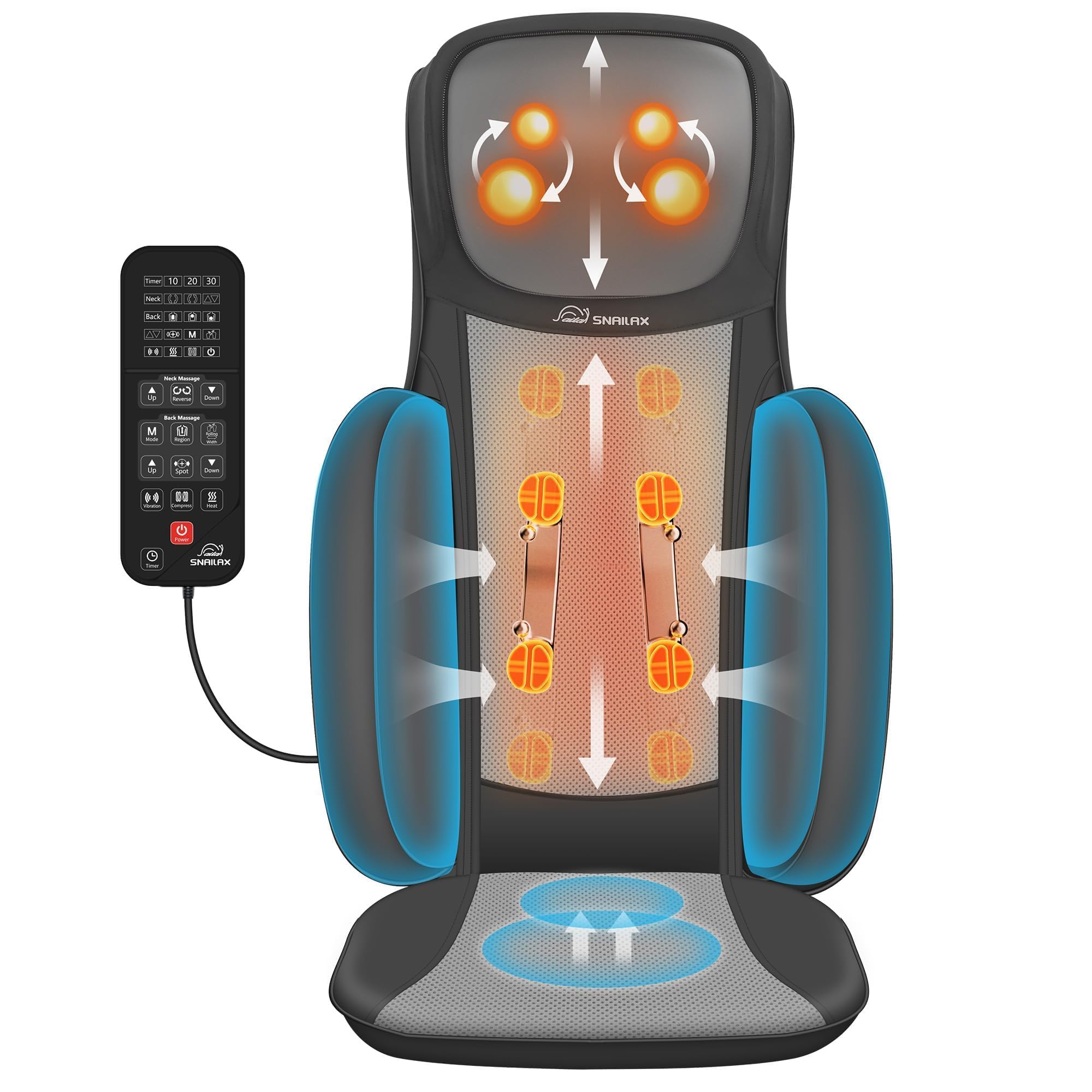 Snailax shiatsu massager front view for relaxing home sessions