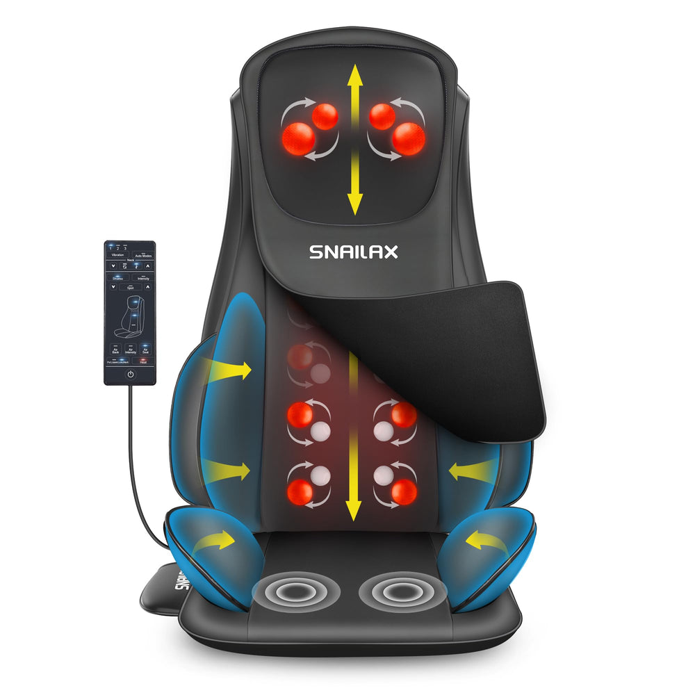 Snailax shiatsu neck and back massager with heat for soothing comfort.