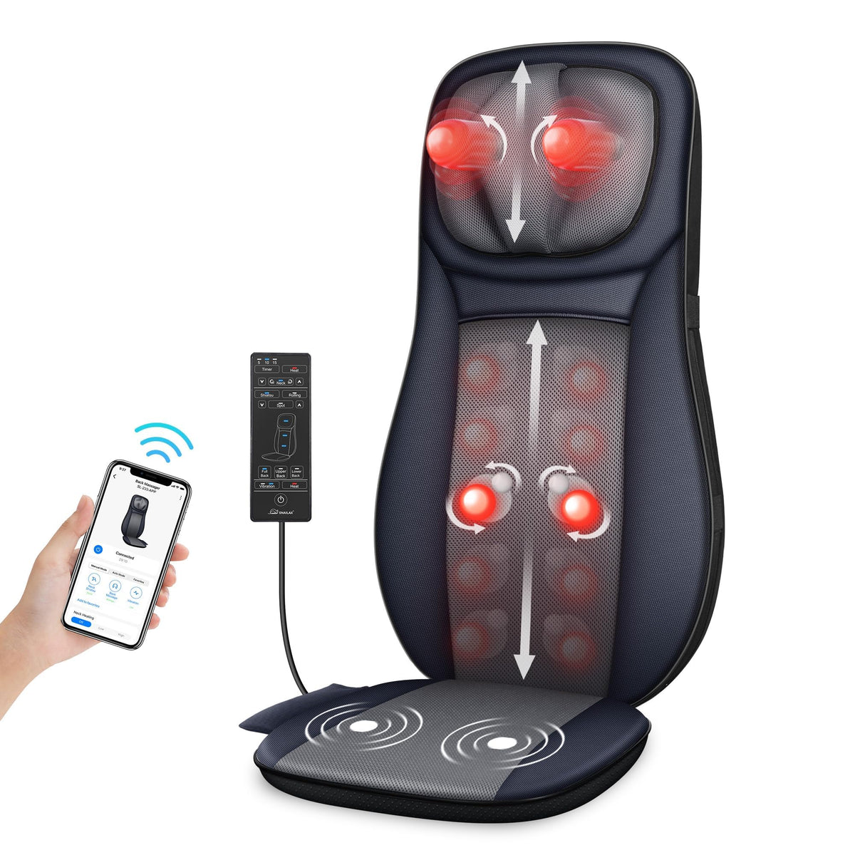 Snailax Shiatsu neck and back massager with heat for targeted relief