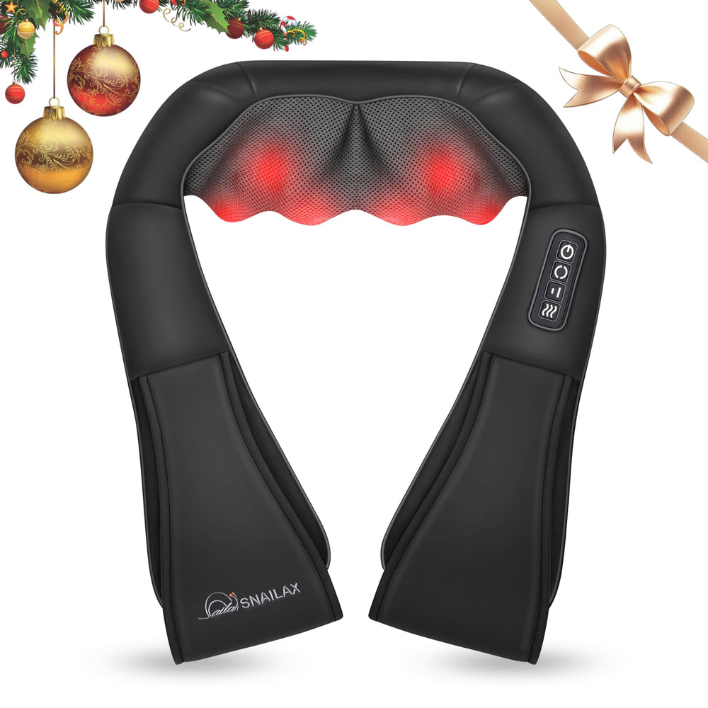 Snailax Shiatsu neck massager front view showing ergonomic pillow shape and placement