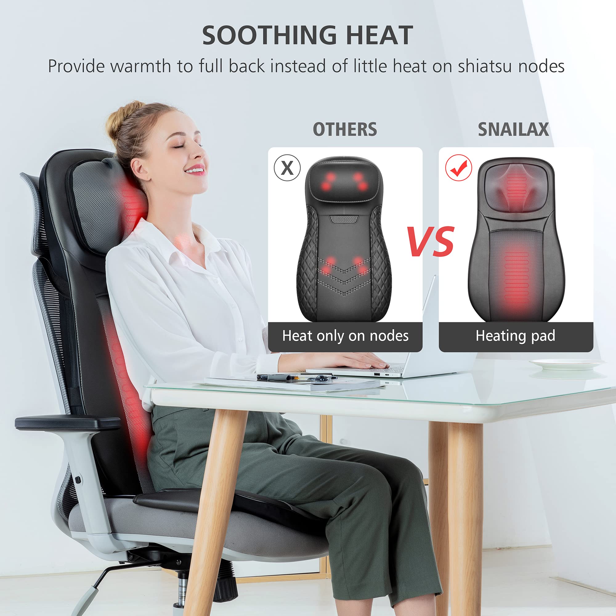 Snailax shiatsu rotation balls traveling up and down the spine