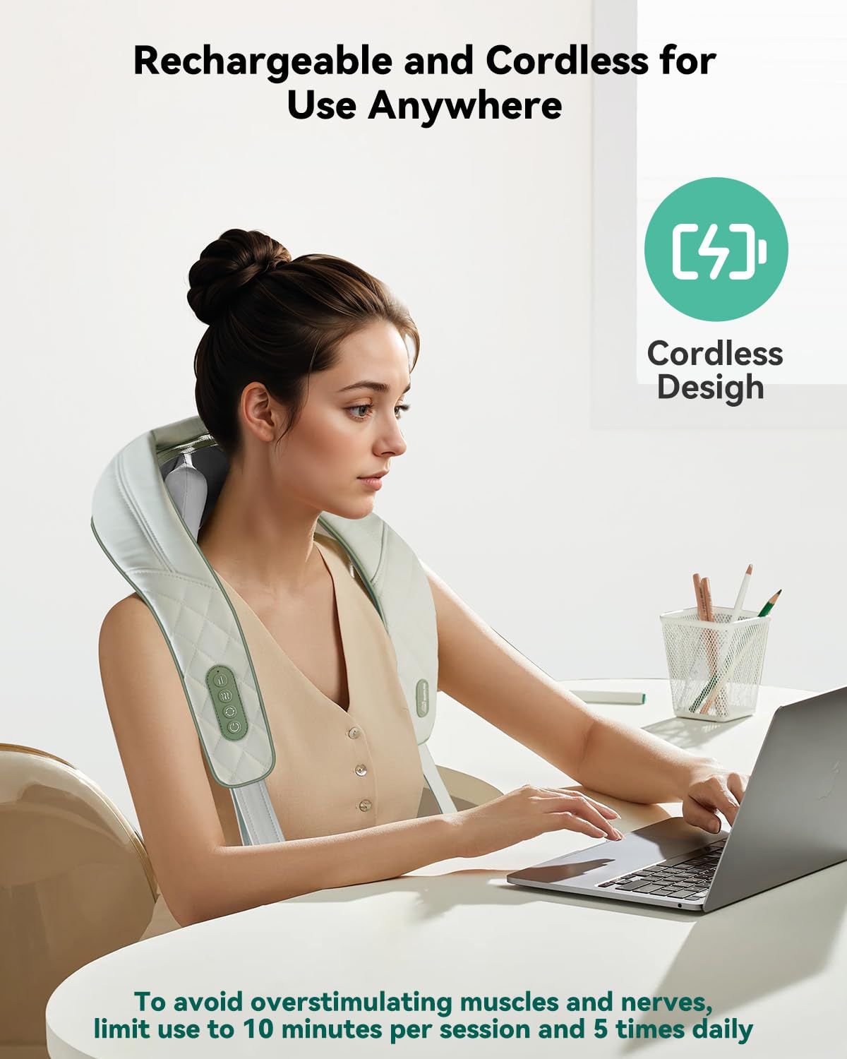 Snailax simulated human hand design mimics skilled touch for shoulders.