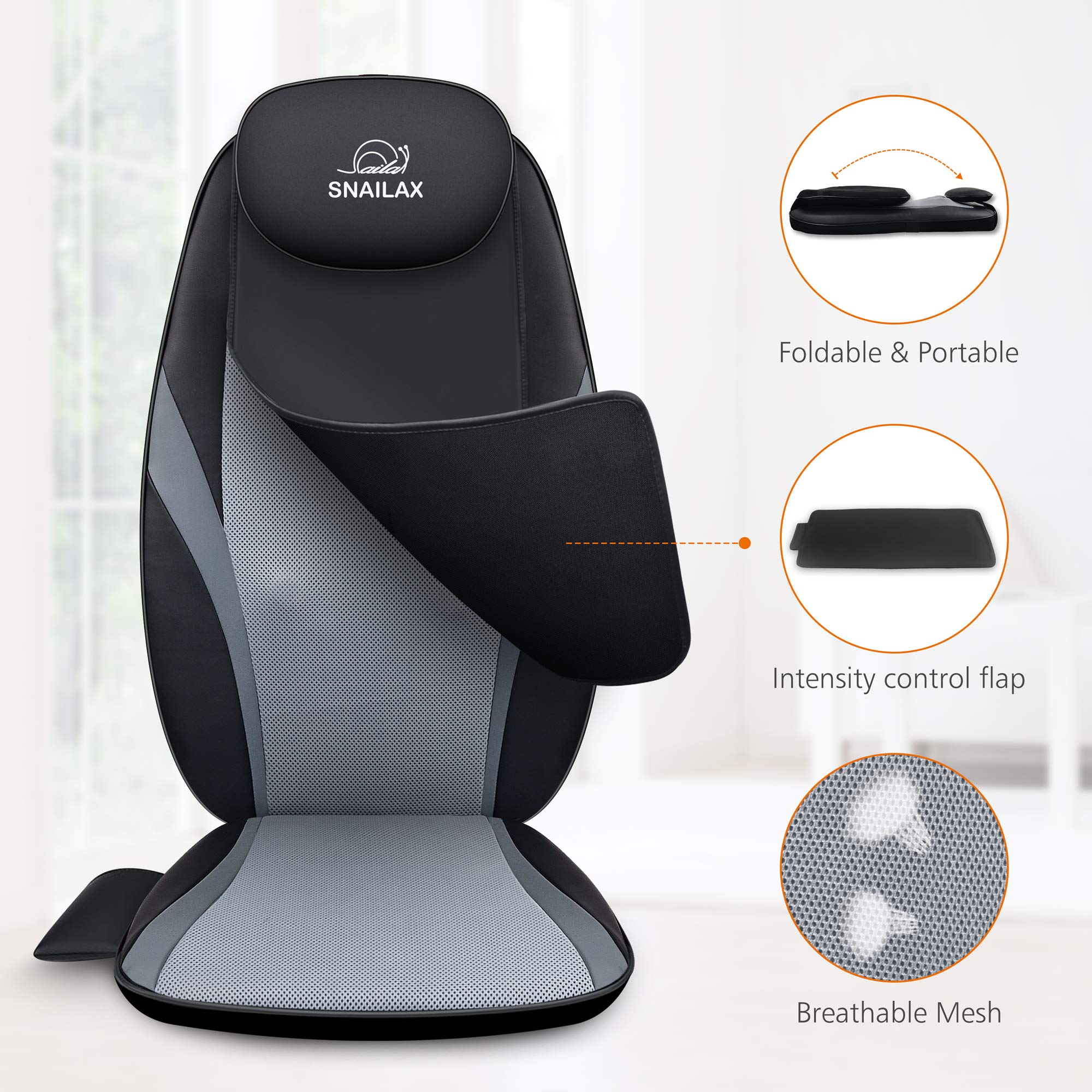 Snailax soothing heat back massager warms large muscles for comfort