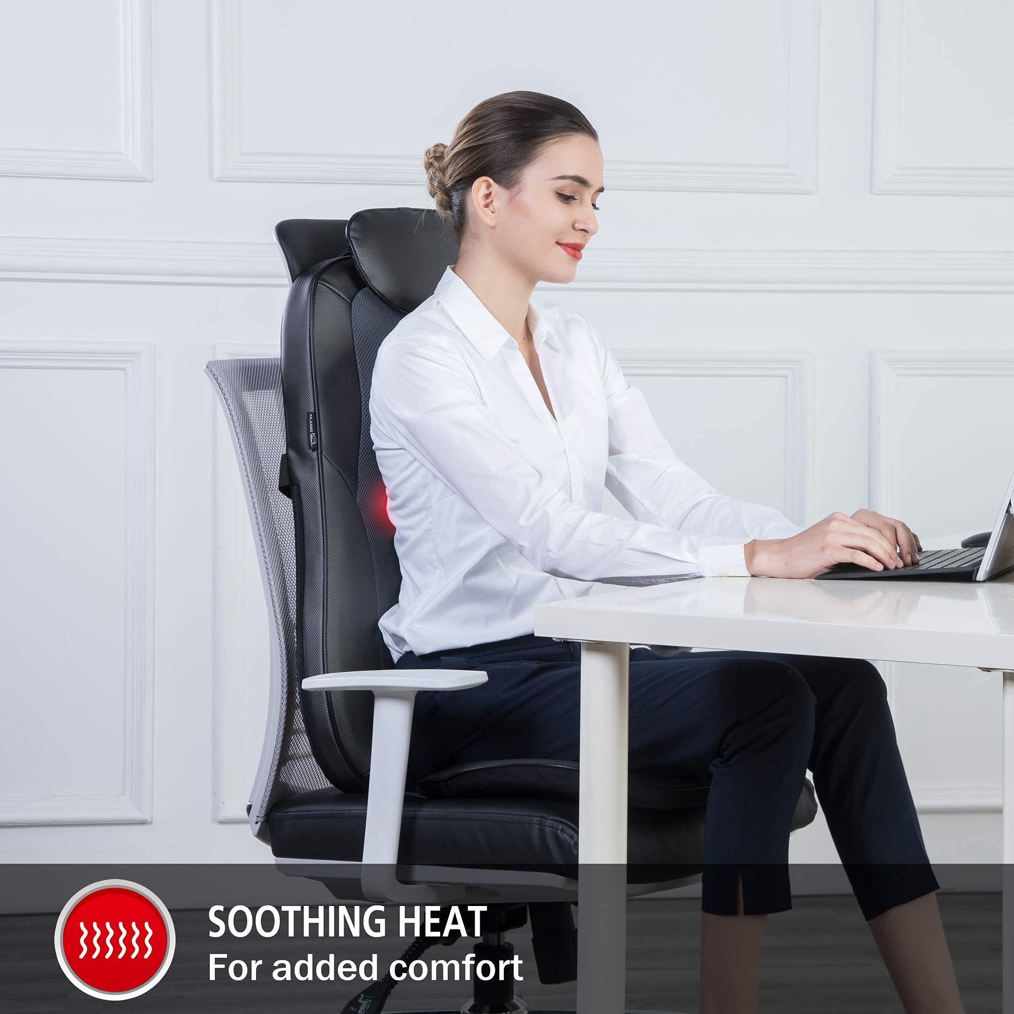 Spot massage targets neck or back areas for focused tension release