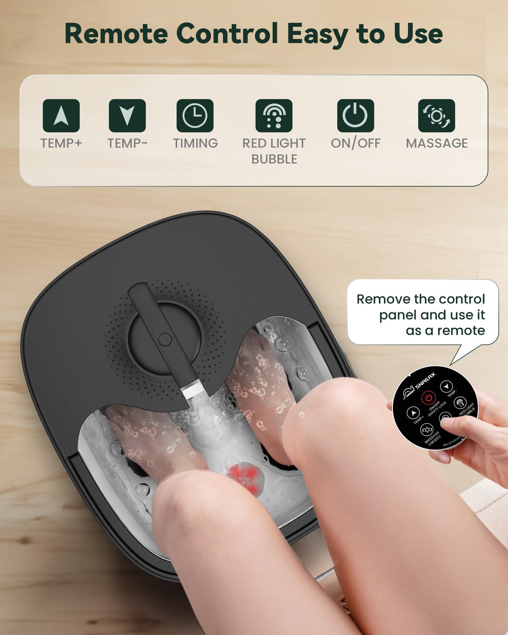 Snailax Temperature Control: control panel adjusting precise heat for a personalized soak.