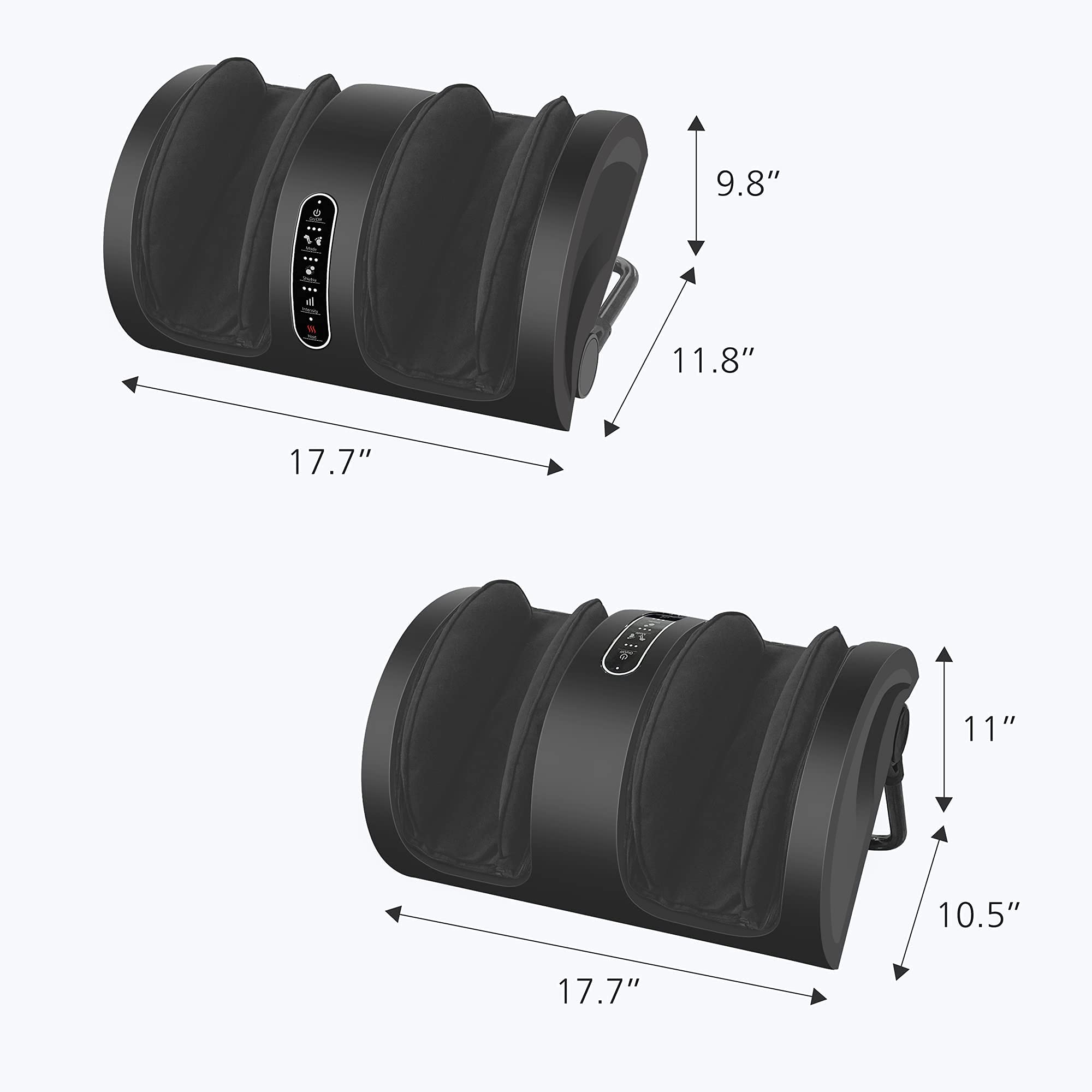 Two heat levels to customize warmth during massage