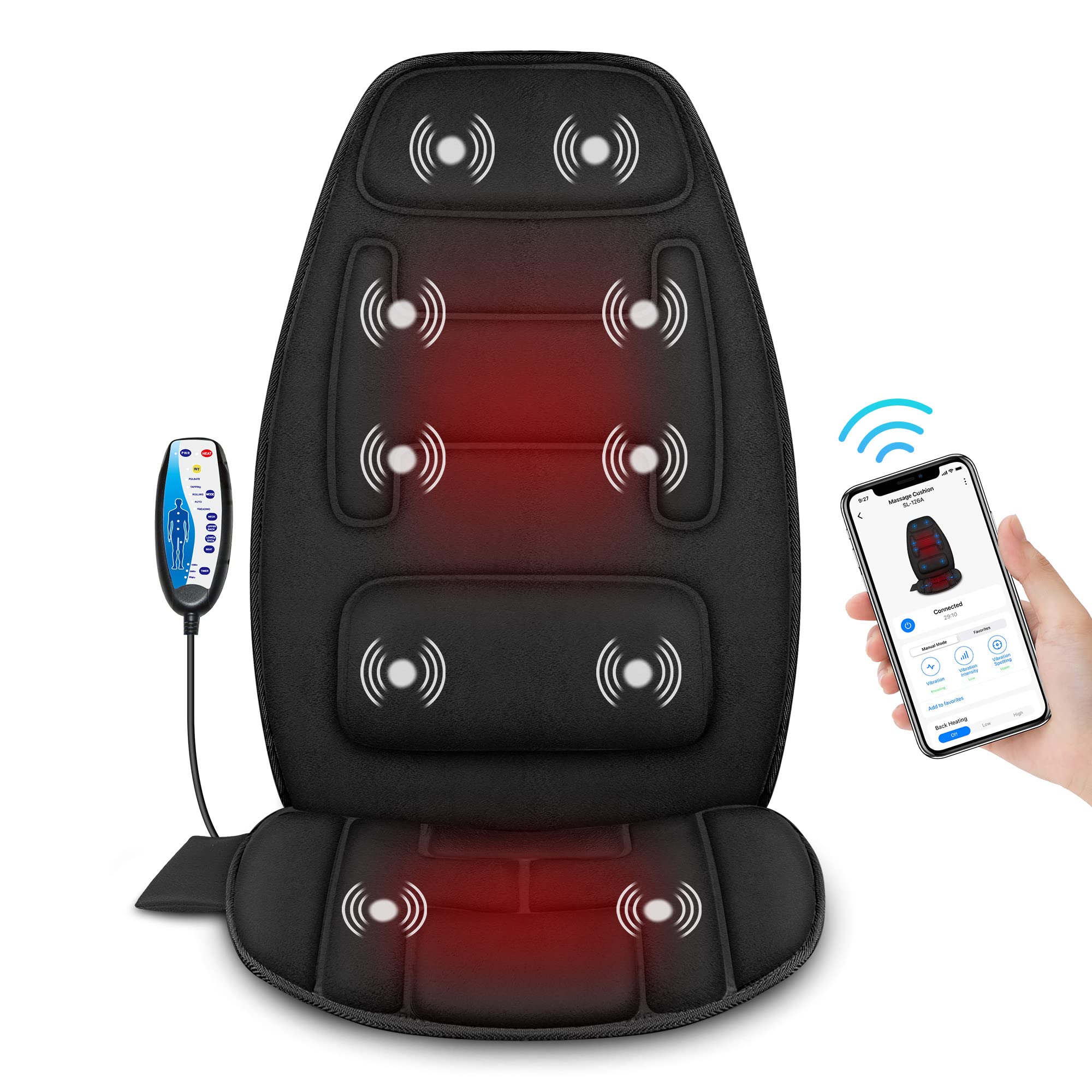 Snailax vibration back massager close-up showing 10 motors for targeted relief.