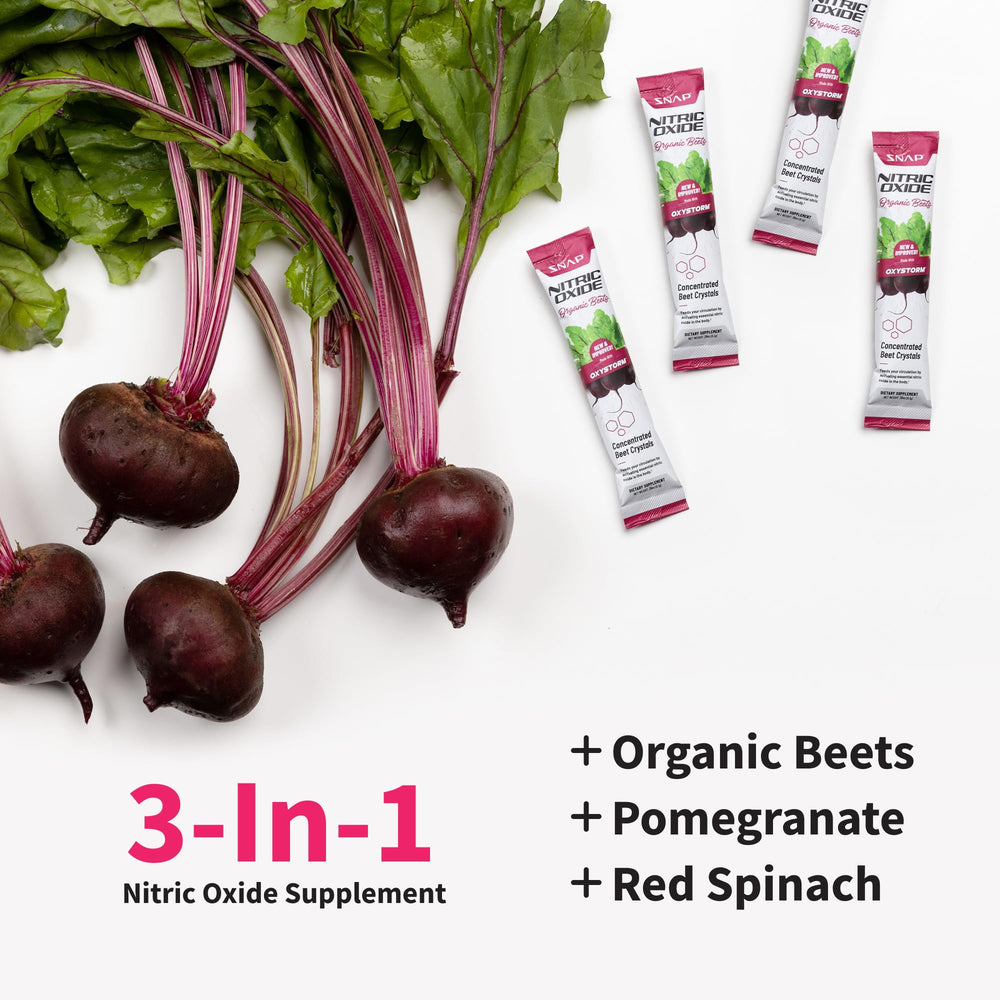 Snap Supplements 3-in-1 Nitric Oxide Booster Bottle with beetroot, pomegranate, spinach for nitric oxide production