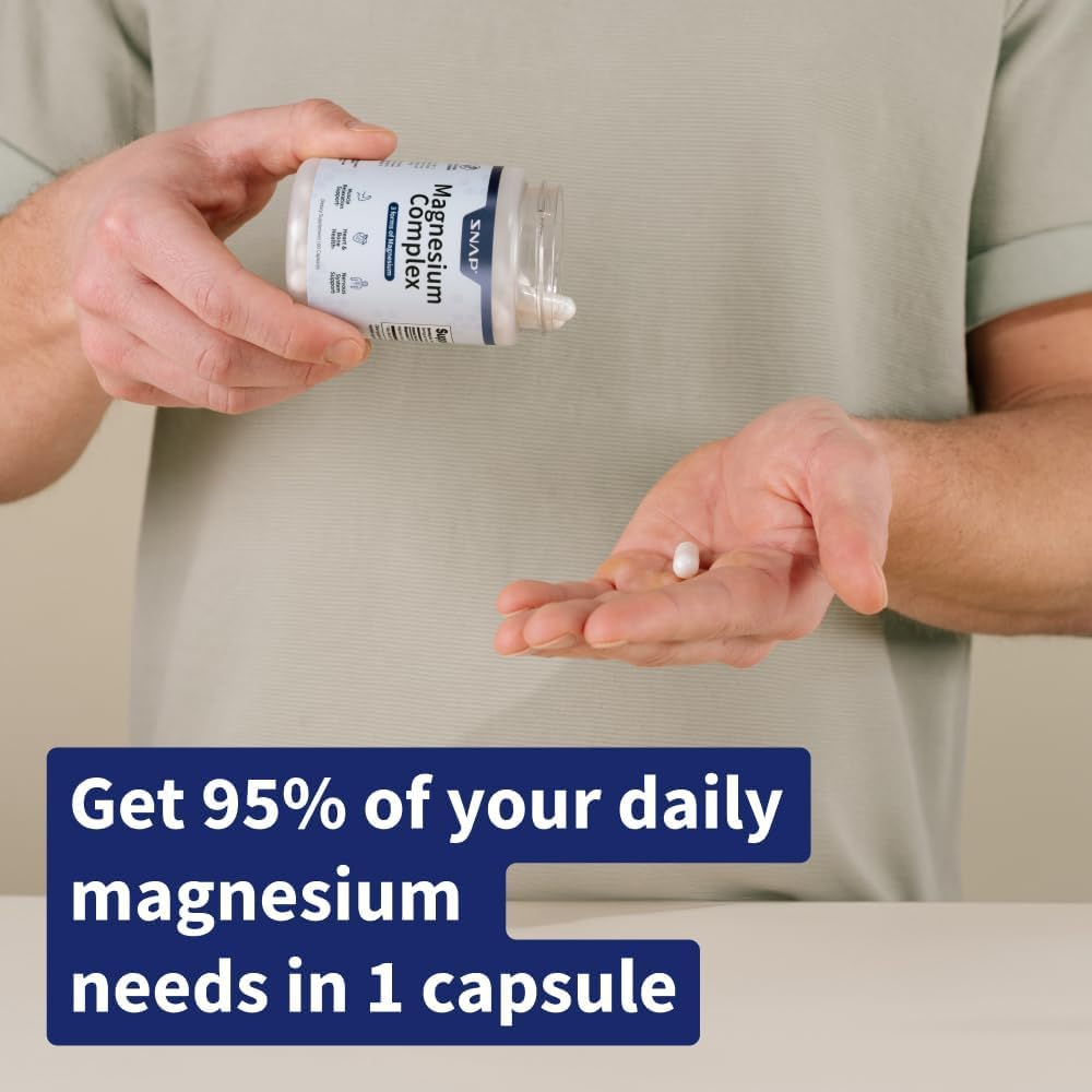 Snap Supplements 3-in-1 Magnesium capsules dispensed into a pill organizer.