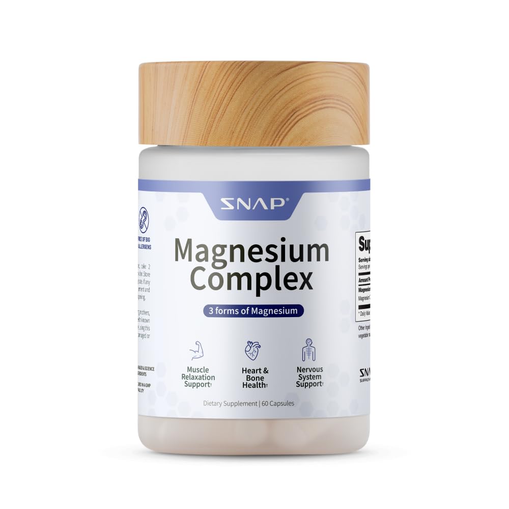 Snap Supplements 3-in-1 Magnesium Complex bottle for daily use to support overall wellness.
