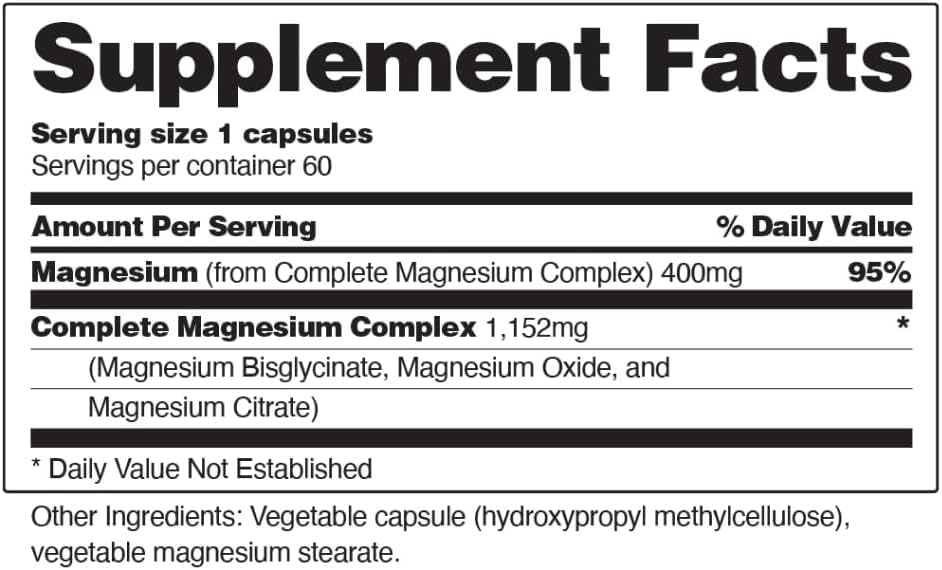 Snap Supplements 3-in-1 Magnesium ingredient panel hinting at triple magnesium blend.
