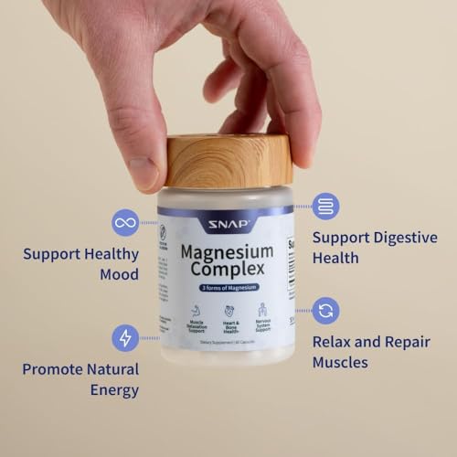 Snap Supplements 3-in-1 Magnesium Complex label front showing oxide and citrate forms.