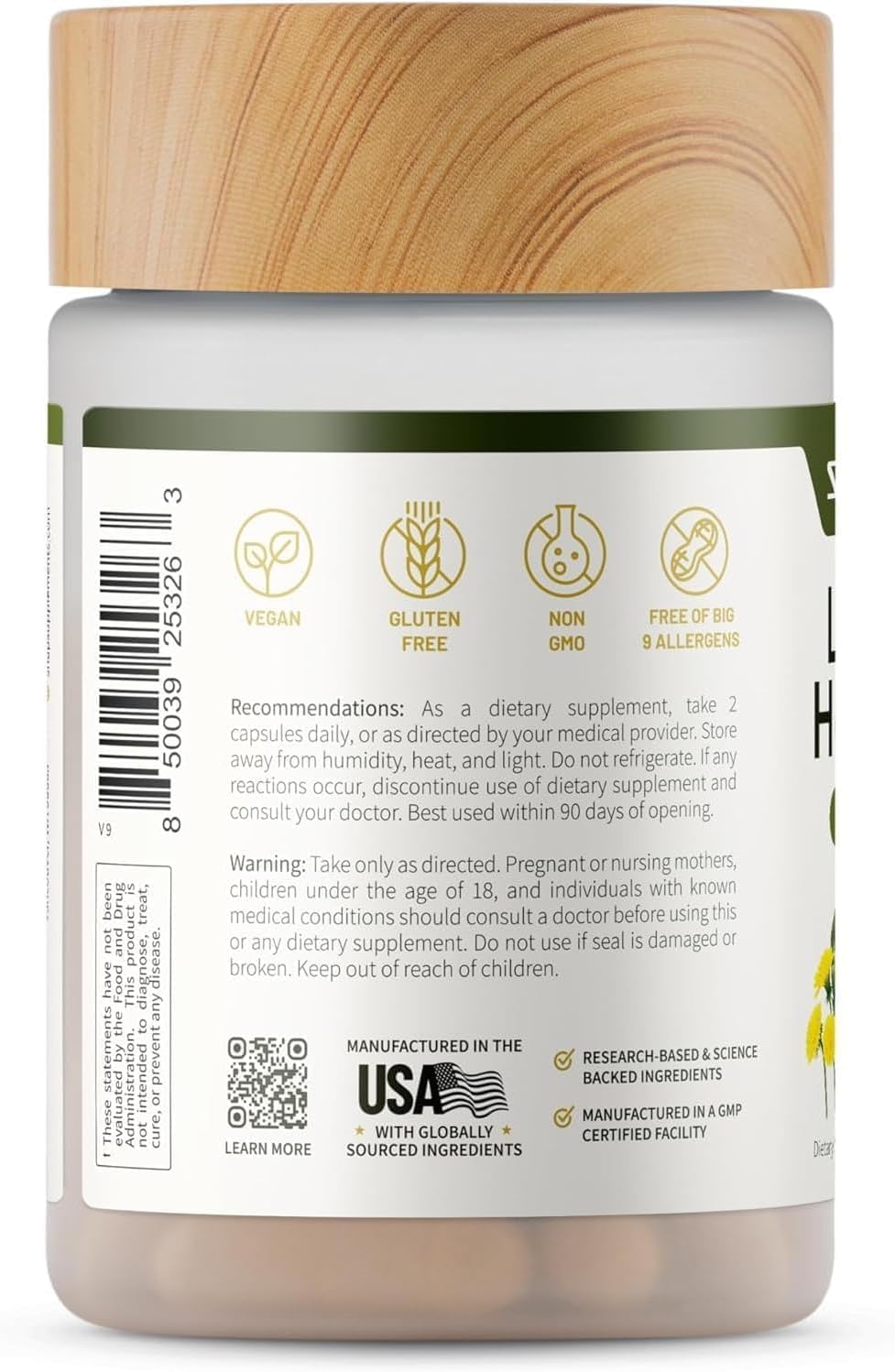 Snap Supplements 60-capsules-count close-up shows month-long supply.