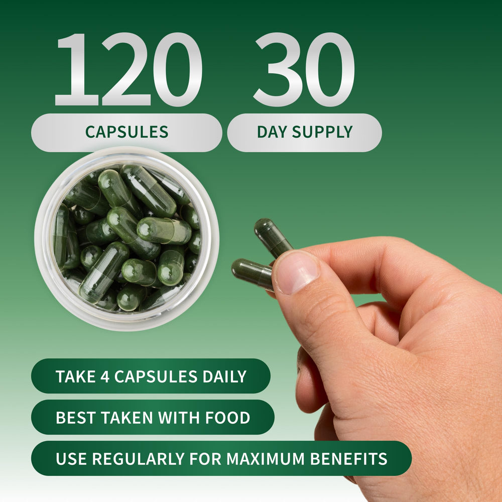 Snap Supplements alfalfa and wheatgrass image conveys natural energy from greens.