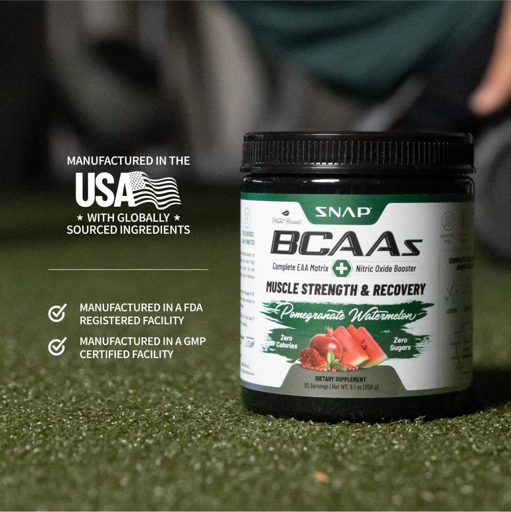 Snap BCAA Powder branding-graphic highlights watermelon energy for workouts