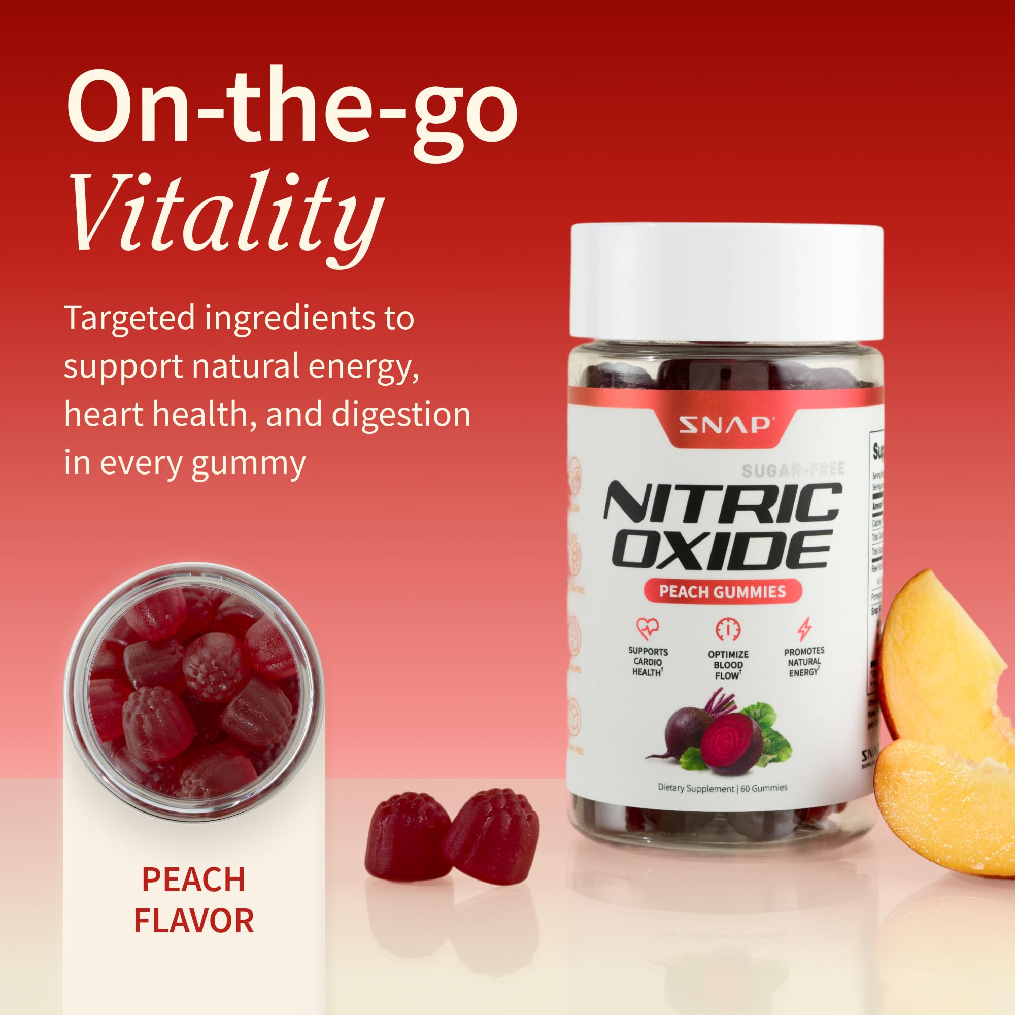 Snap Supplements Beet Root Gummies close-up of ingredients and natural color