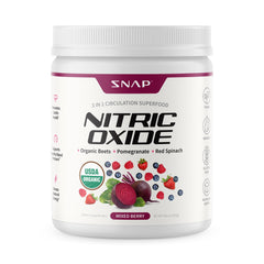 Snap Supplements beet root powder bottle closeup highlights organic content for natural energy