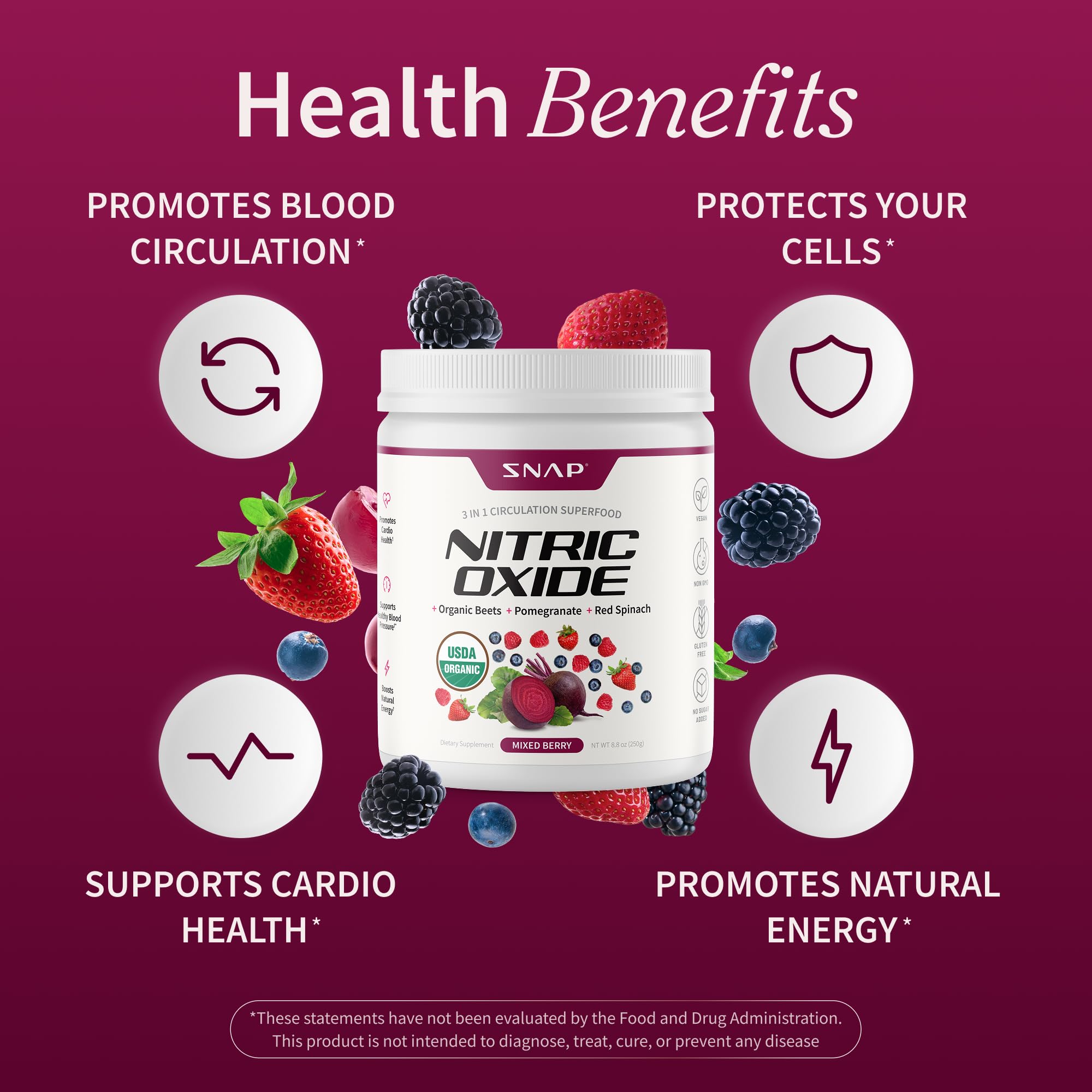 Snap Supplements scoop with beet root powder demonstrates easy daily dosing