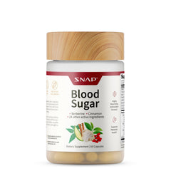 Snap Supplements Blood Sugar Blend bottle with label for daily energy support.