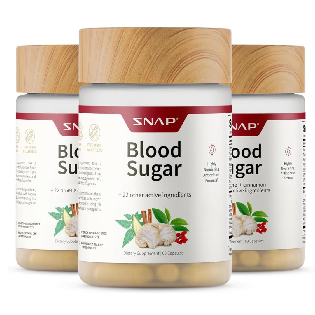 Snap Supplements Blood Sugar Blend bottle with label for daily use