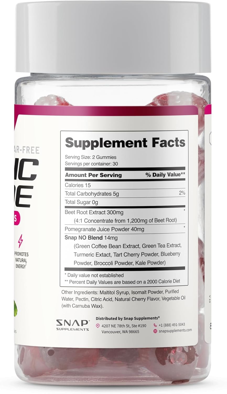 Snap Supplements Cherry gummies on desk during a workout break highlight energy-friendly option