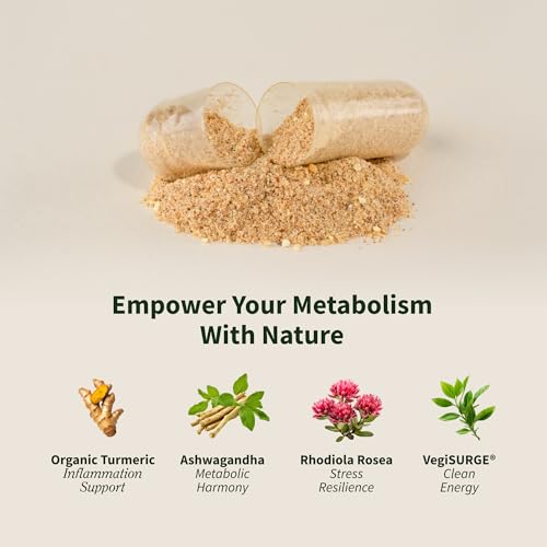 Snap Supplements Energy and Metabolism Herbal Complex pouring capsules into hand for on the go energy.