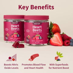 Heart Beets mixed berry label with sugar-free formulation emphasis.