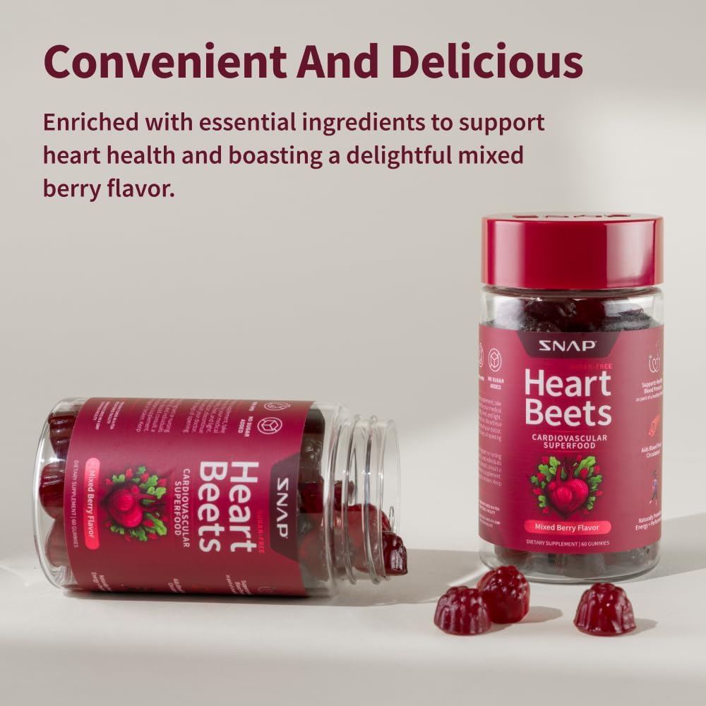 Heart Beets packaging from Snap Supplements emphasizes USA-made quality.