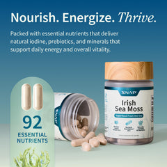 Snap Supplements Irish Sea Moss capsules ready for everyday use