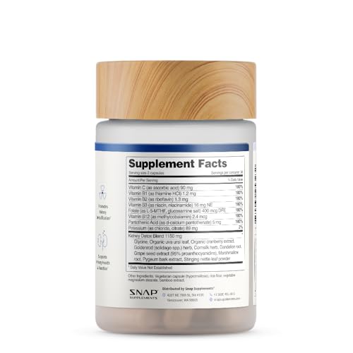 Snap Supplements Kidney Health gluten-free stamp on packaging