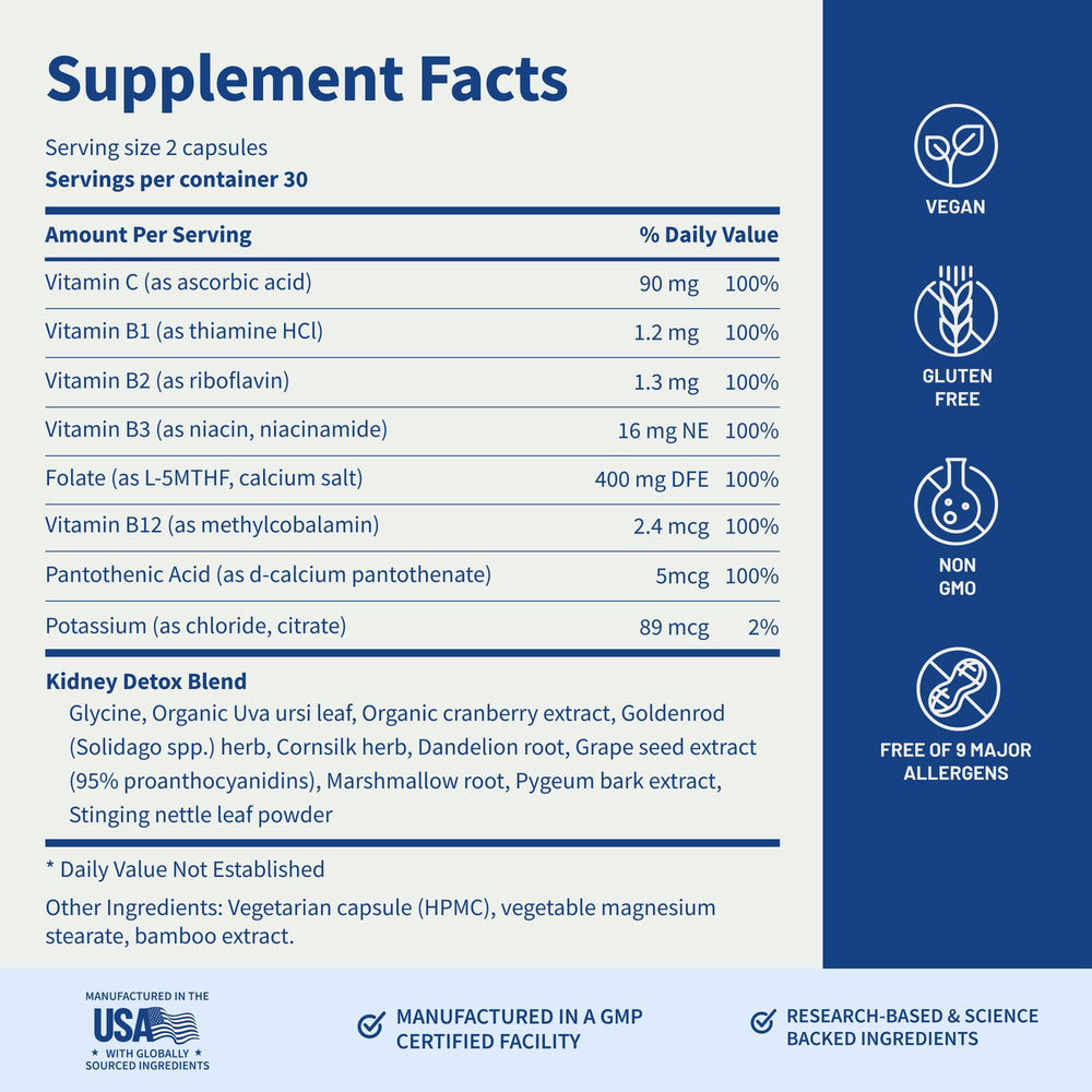 Snap Supplements Kidney Health Made in USA seal on packaging