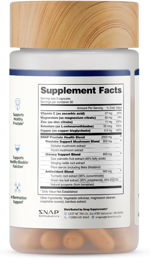 Snap Supplements label shows non-GMO gluten-free vegan ingredients.