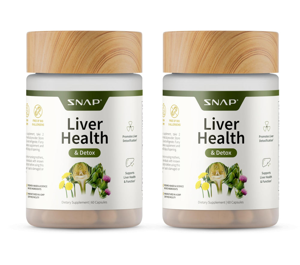 Snap Supplements Liver Health Detox bottle front promoting daily liver wellness
