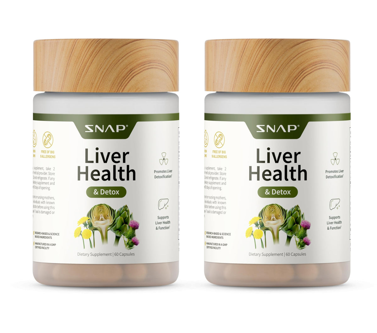 Snap Supplements Liver Health Detox bottle front promoting daily liver wellness