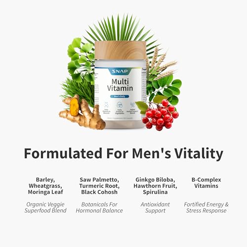 Snap Supplements Men's Multivitamins capsules in hand ready for a balanced daily routine