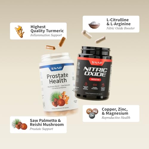 Snap Supplements Nitric Oxide Booster bottle close-up with ginseng for natural energy support.