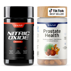 Snap Supplements Nitric Oxide Booster bottle supports circulation and daily energy.