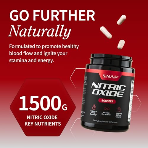 Snap Supplements Nitric Oxide bottle back label with ingredients and guidance