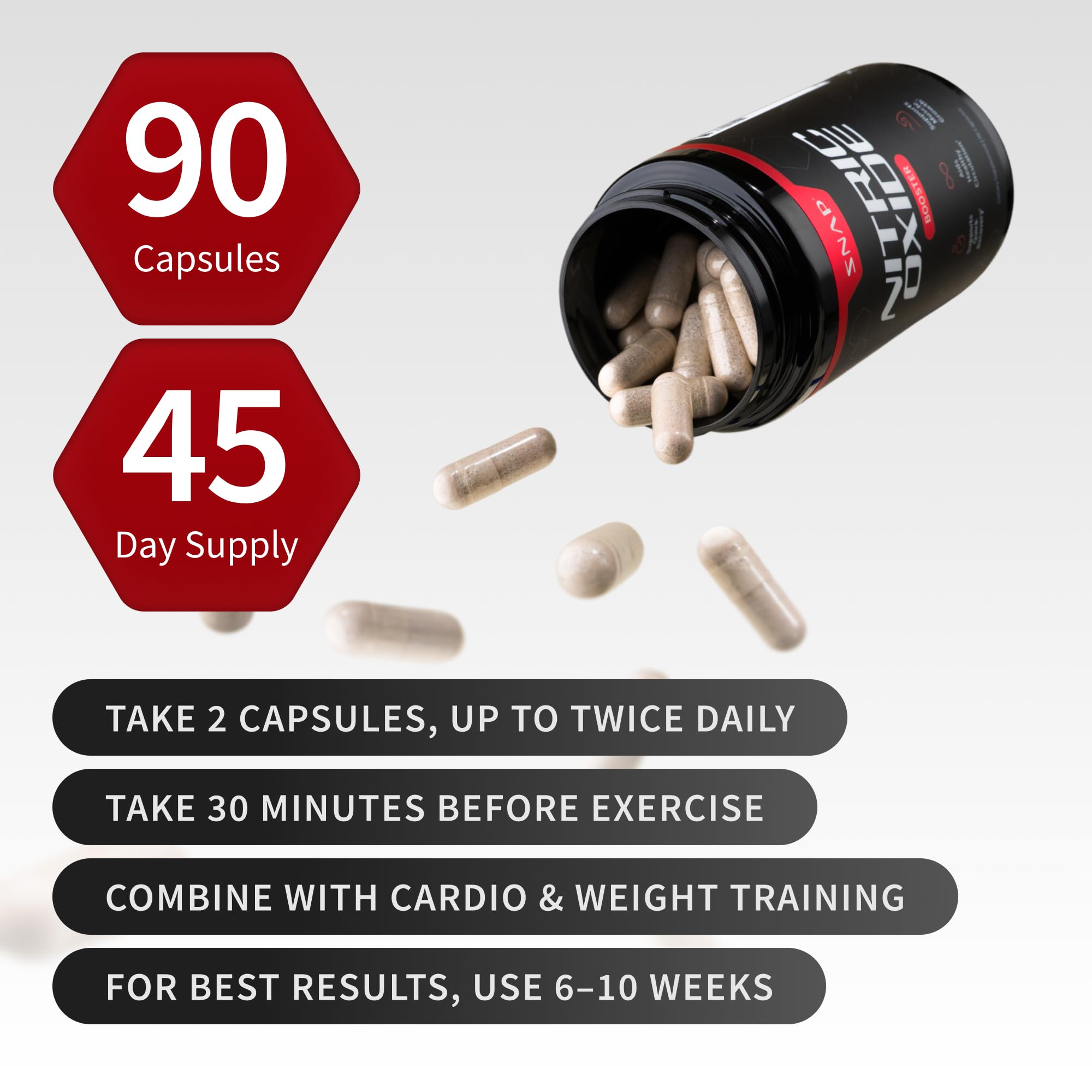 Snap Supplements Nitric Oxide packaging box designed for home or gym use