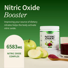 Snap Supplements beet root powder being poured to show easy mixing for daily vitality.