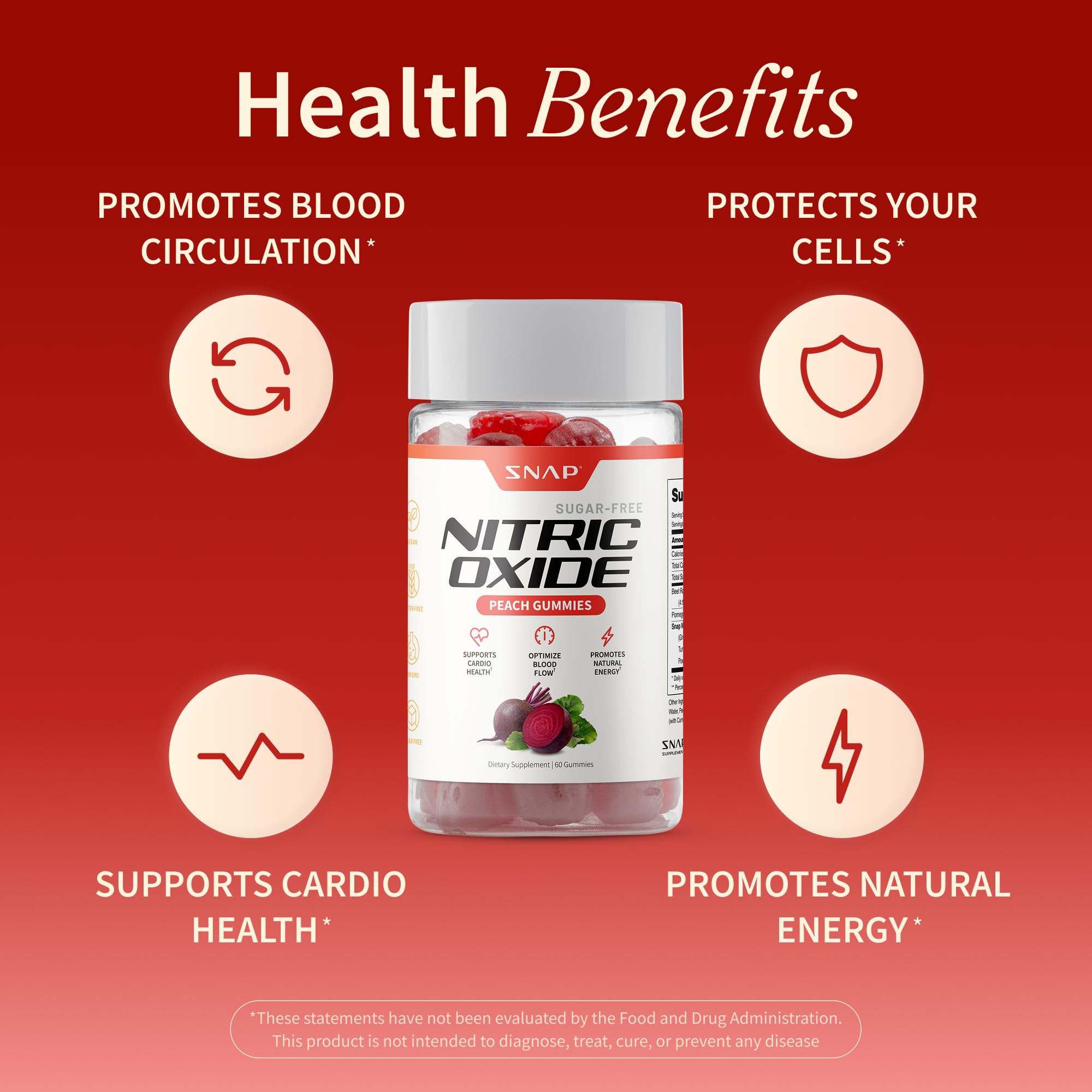 Snap Supplements Peach-flavored Gummies in travel setting for on-the-go energy