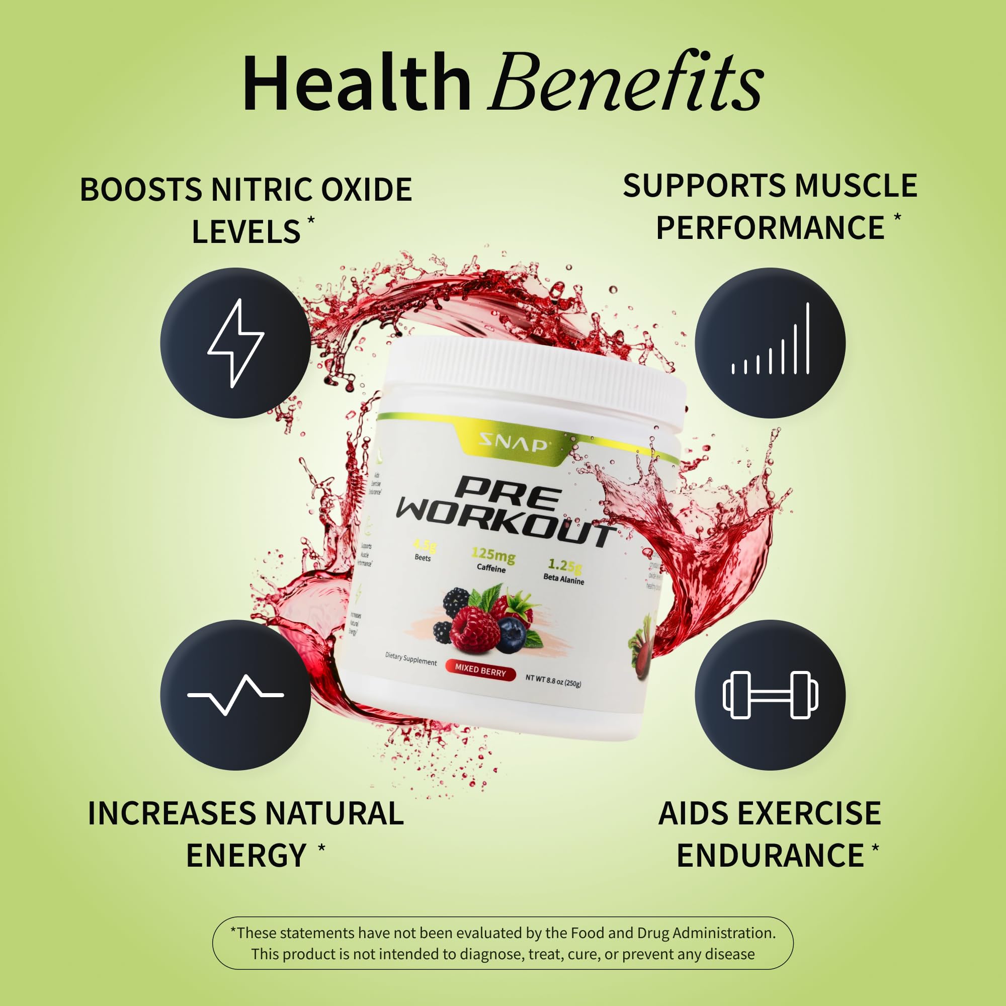 Mixed-berry flavored drink with Snap Supplements beet root powder in glass