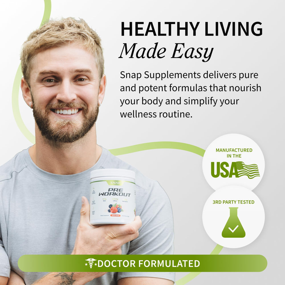 Serving spoon with Snap Supplements pre-workout beet root powder
