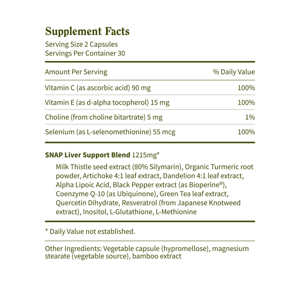 Snap Supplements product label close-up emphasizing vegan and non-GMO certification.
