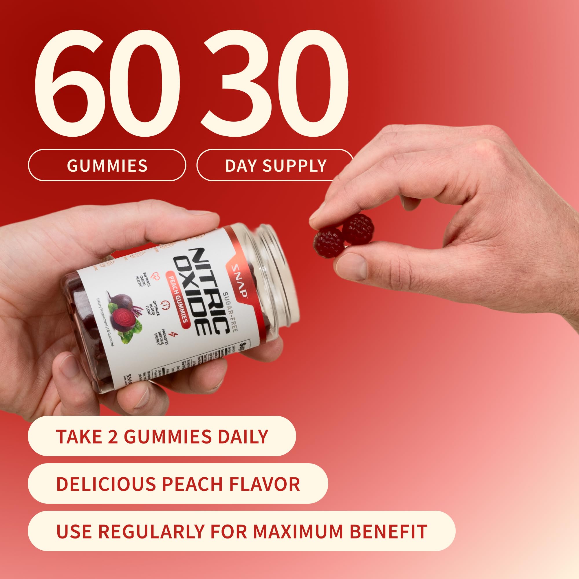 Snap Supplements vegan gluten-free gummies showing clean nutrition label